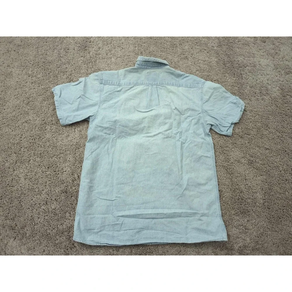 Free Farm Hand Button Up Shirt Mens Medium Blue Denim Short Sleeve‎ Casual - Picture 6 of 7